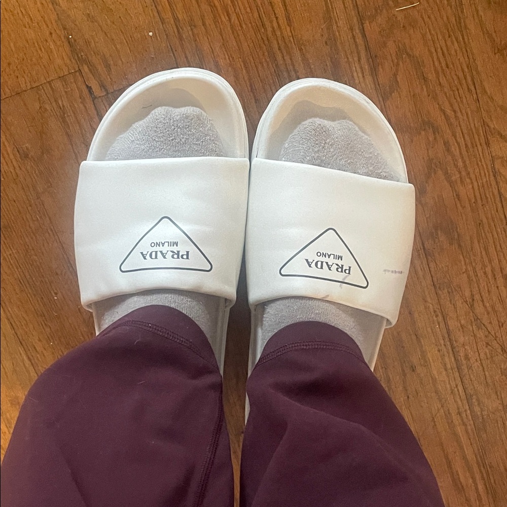 Prada White Logo Slide Sandals size 40.5, 10.5 US - Picture 9 of 12